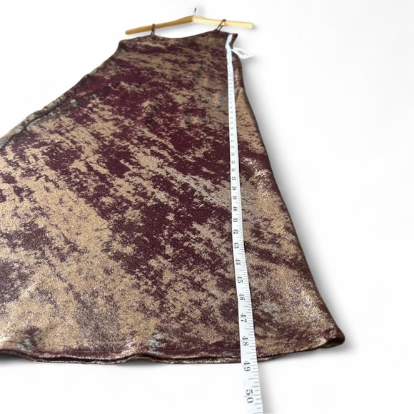 Burgundy Champagne Metallic Pink Burnt Velvet Maxi Slip Spaghetti Straps NWT - Picture 7 of 10